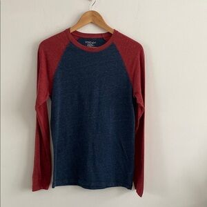 Men's Red and Blue Long Sleeve Shirt